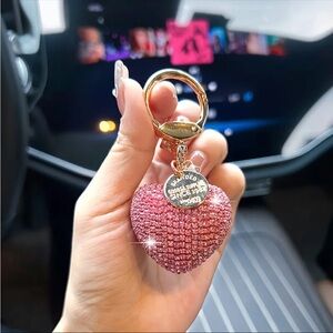 Pink Heart 💖 Purse Charm/Keychain with Gold Accents